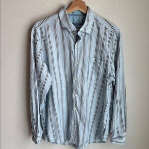 TOMMY BAHAMA Mens Shirt Striped Silk Blend Contrast Cuff Button Front Large